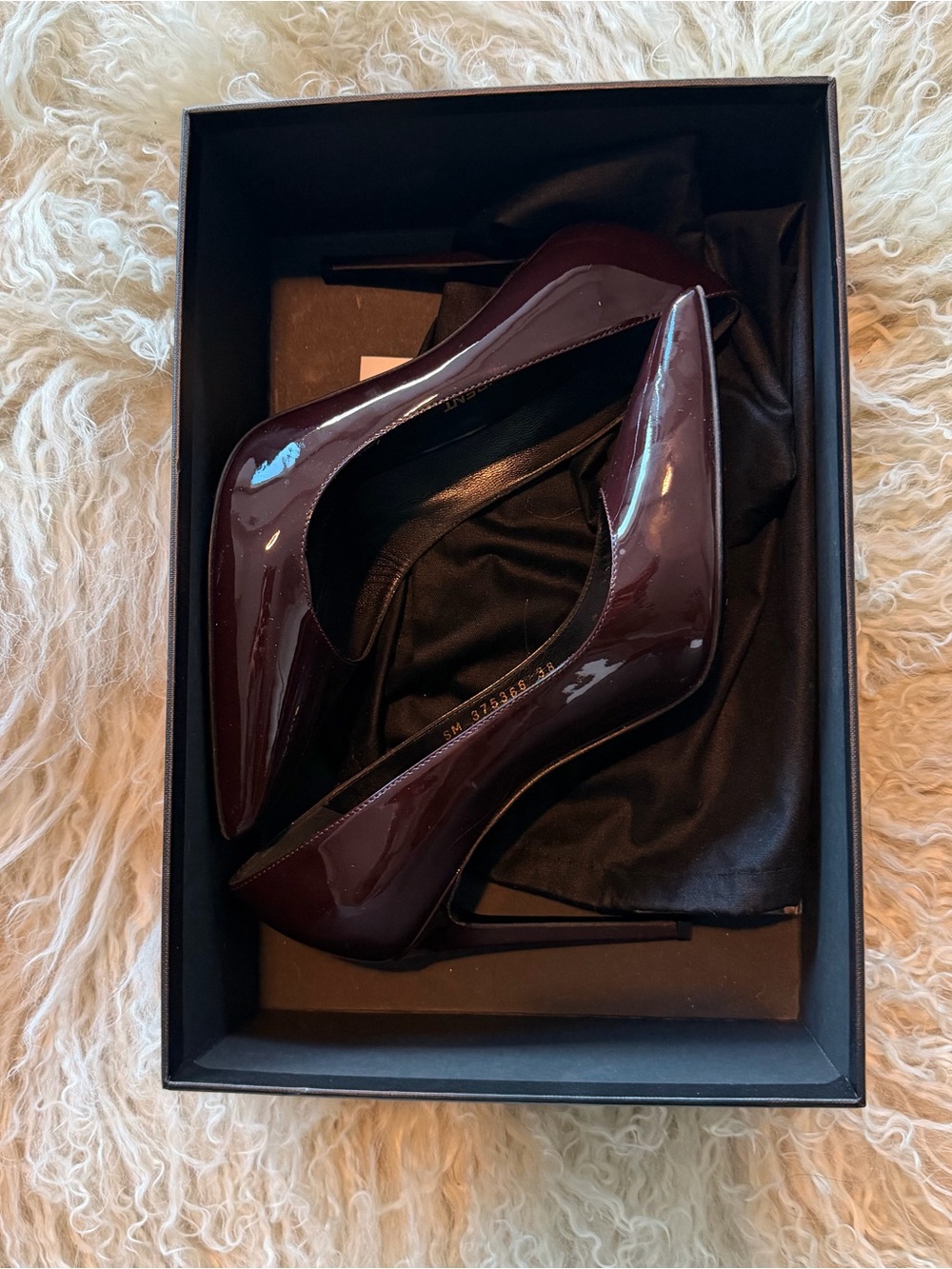 Saint Laurent Patent Pointed-Toe Stiletto Pumps in Deep Burgundy - Picture 9 of 9